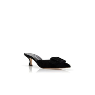Maysale Sabot in velluto nero con fibbia