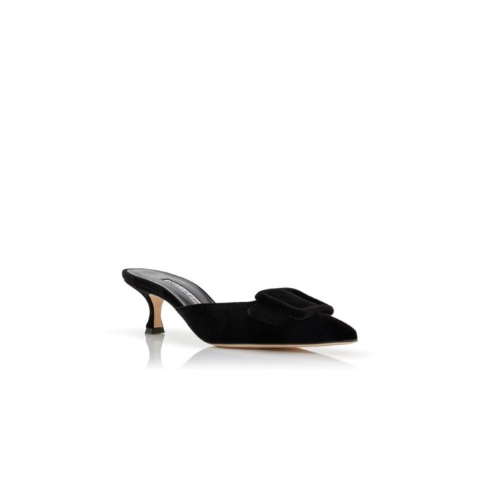 Maysale Sabot in velluto nero con fibbia Maysale Sabot in velluto nero con fibbia