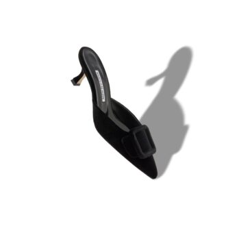 Maysale Sabot in velluto nero con fibbia