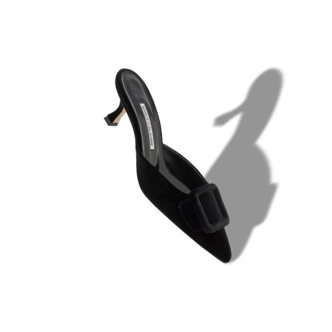Maysale Sabot in velluto nero con fibbia Maysale Sabot in velluto nero con fibbia