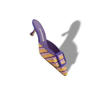 MAYSALEBI Sabot in cotone viola e arancione con fibbia