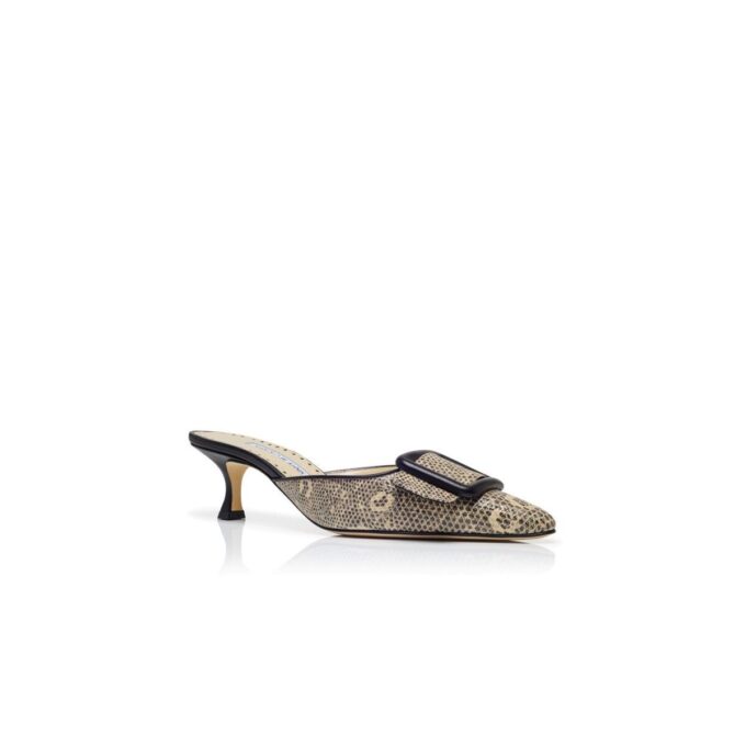 MAYSALEBI Sabot in pelle di vitello con stampa lucertola