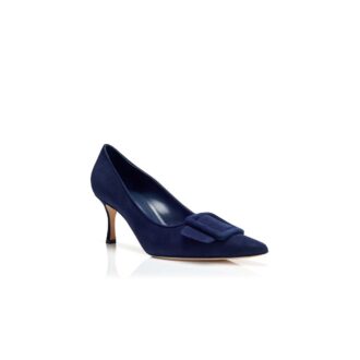 Maysalepump 70 Décolleté in camoscio blu navy con fibbia