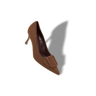 Maysalepump 70 Décolleté in camoscio marrone con fibbia