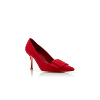 Maysalepump 90 Décolleté in camoscio rosso con fibbia