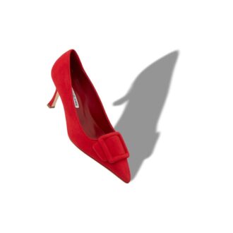 Maysalepump 90 Décolleté in camoscio rosso con fibbia