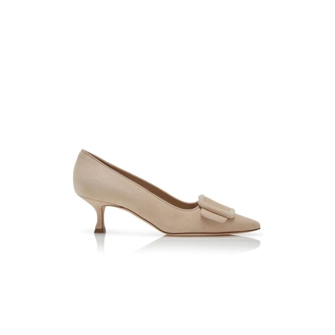 Maysalepump Décolleté in camoscio beige chiaro con fibbia Maysalepump Décolleté in camoscio beige chiaro con fibbia