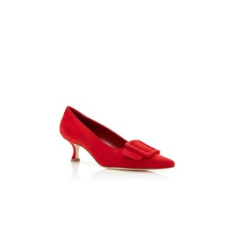 Maysalepump Décolleté in camoscio rosso con fibbia