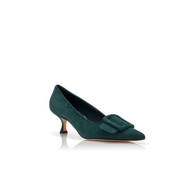 Maysalepump Décolleté in camoscio verde scuro con fibbia Maysalepump Décolleté in camoscio verde scuro con fibbia
