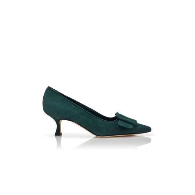 Maysalepump Décolleté in camoscio verde scuro con fibbia Maysalepump Décolleté in camoscio verde scuro con fibbia