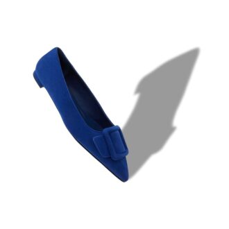 MAYSALEPUMPFLAT Décolleté basse in camoscio blu con fibbia