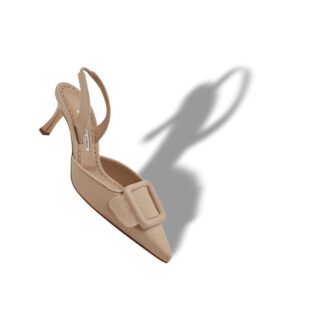 MAYSLIBI Décolleté slingback in pelle di vitello beige chiaro con fibbia