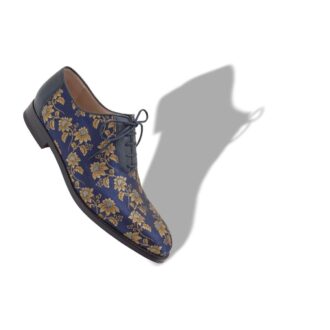 METZ Oxford in jacquard di seta blu navy a motivi floreali