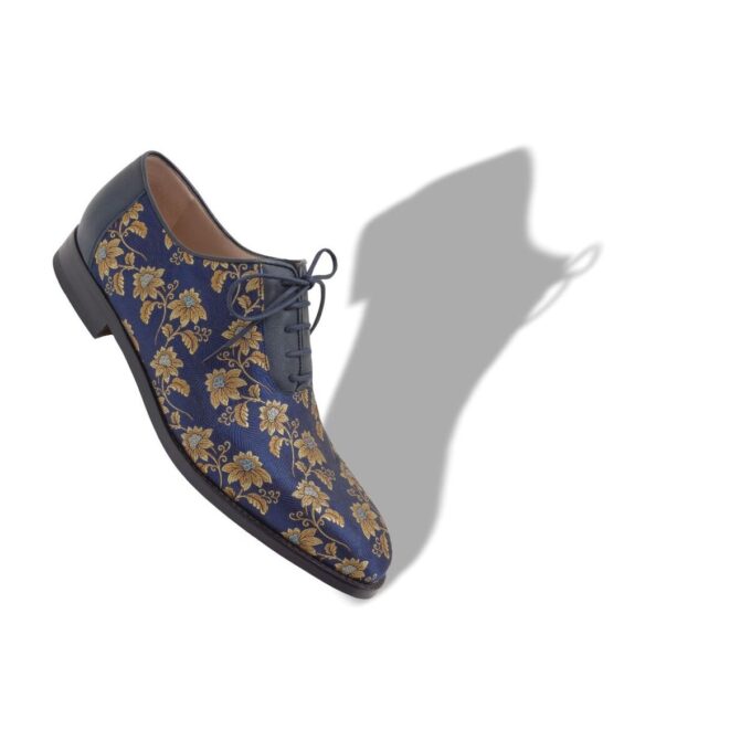 METZ Oxford in jacquard di seta blu navy a motivi floreali METZ Oxford in jacquard di seta blu navy a motivi floreali