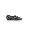 Mocassini CARLTON blu navy in jacquard di seta floreale con fibbia gioiello