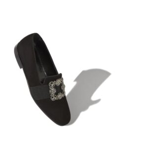 Mocassini CARLTON in camoscio nero con fibbia gioiello