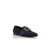 Mocassini CARLTON in pelle scamosciata blu navy con fibbia gioiello