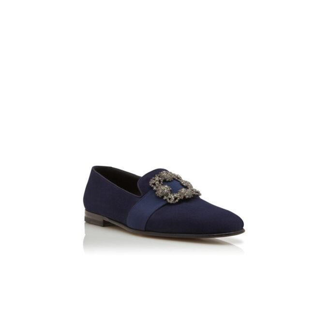 Mocassini CARLTON in pelle scamosciata blu navy con fibbia gioiello