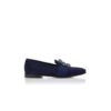 Mocassini CARLTON in pelle scamosciata blu navy con fibbia gioiello Mocassini CARLTON in pelle scamosciata blu navy con fibbia gioiello