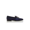 Mocassini CARLTON in pelle scamosciata blu navy con fibbia gioiello