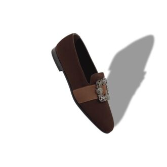Mocassini CARLTON in pelle scamosciata marrone scuro con fibbia gioiello