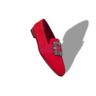 Mocassini CARLTON in pelle scamosciata rossa con fibbia gioiello