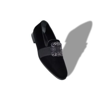 Mocassini CARLTON in velluto nero con fibbia gioiello