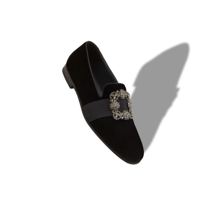 Mocassini CARLTON in velluto nero con fibbia gioiello