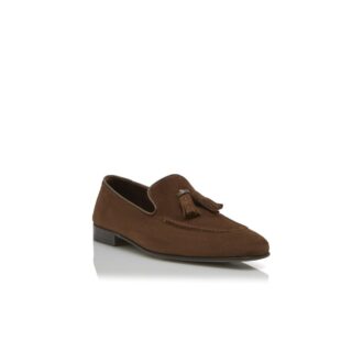 Mocassini CHESTER in pelle scamosciata marrone con nappina