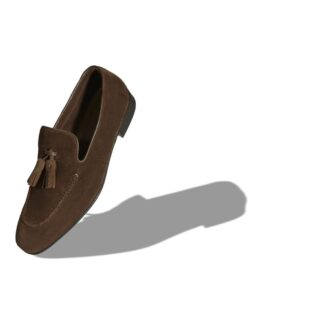Mocassini CHESTER in pelle scamosciata marrone con nappina