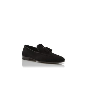 Mocassini con nappina in pelle scamosciata nera CHESTER