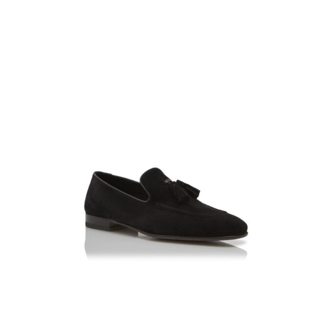 Mocassini con nappina in pelle scamosciata nera CHESTER Mocassini con nappina in pelle scamosciata nera CHESTER