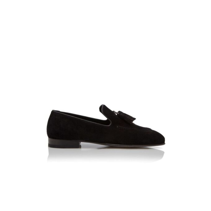 Mocassini con nappina in pelle scamosciata nera CHESTER Mocassini con nappina in pelle scamosciata nera CHESTER