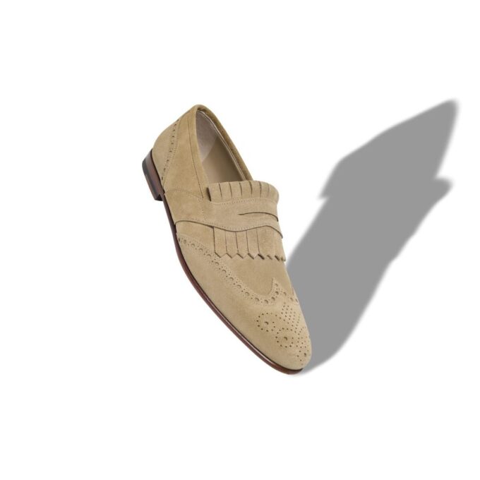 Mocassini Kiltie in pelle scamosciata beige AGASIO Mocassini Kiltie in pelle scamosciata beige AGASIO
