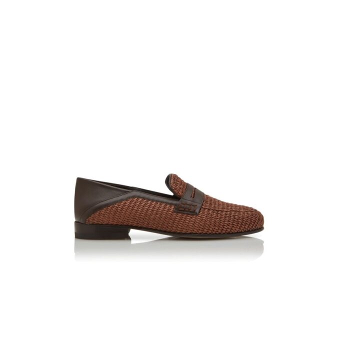 Mocassini Penny in rafia marrone scuro PADSTOW Mocassini Penny in rafia marrone scuro PADSTOW