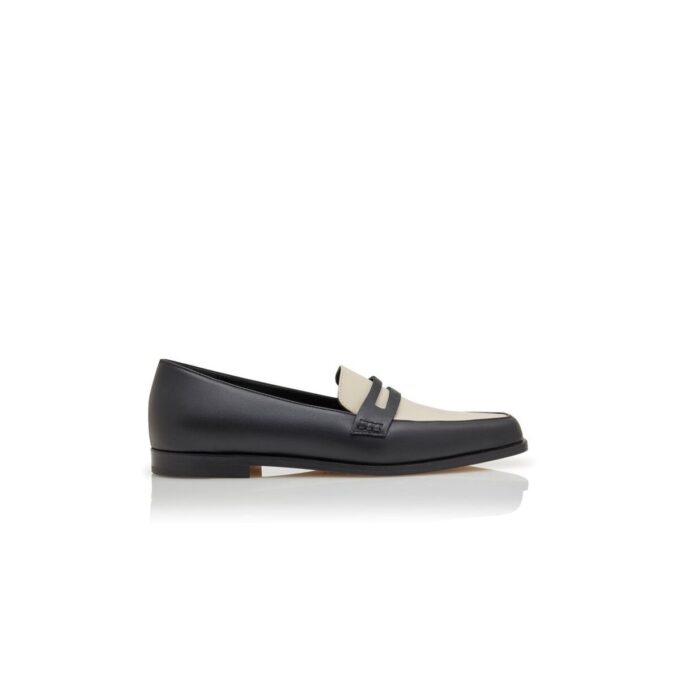 Mocassini POLONOFF in pelle di vitello nera e crema Mocassini POLONOFF in pelle di vitello nera e crema