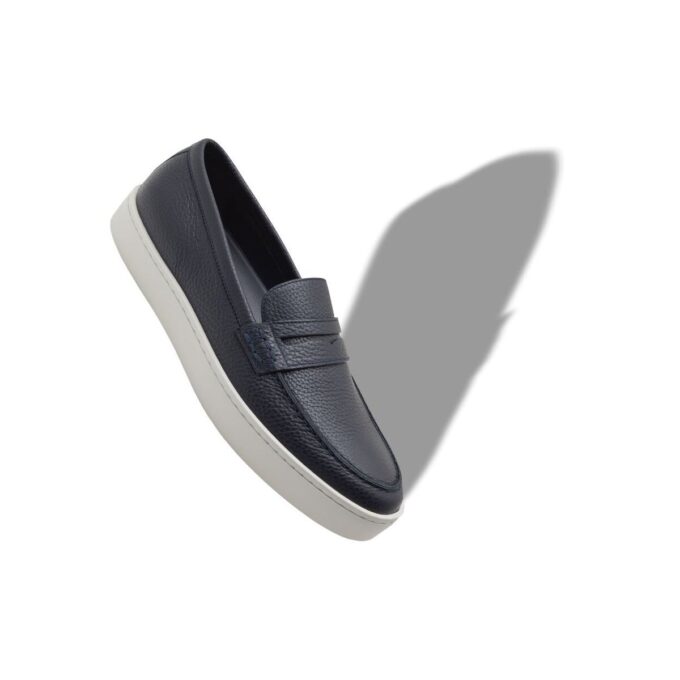 Mocassini senza lacci in pelle di vitello blu navy ELLIS
