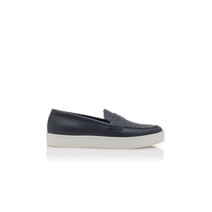 Mocassini senza lacci in pelle di vitello blu navy ELLIS