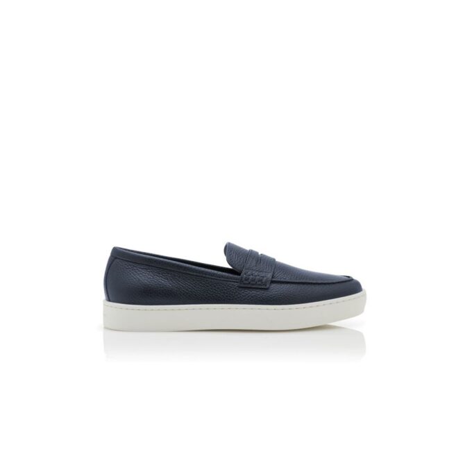 Mocassini senza lacci in pelle di vitello blu navy ELLIS