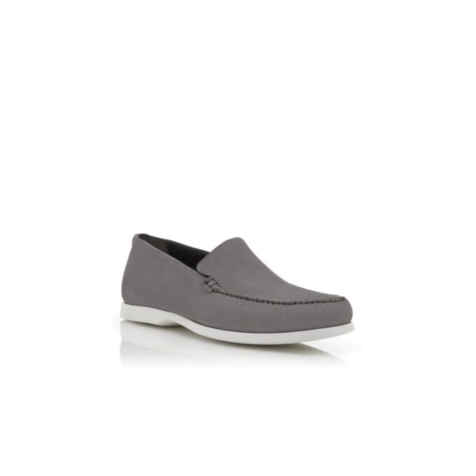 MONACO Scarpe da barca in pelle scamosciata grigia MONACO Scarpe da barca in pelle scamosciata grigia