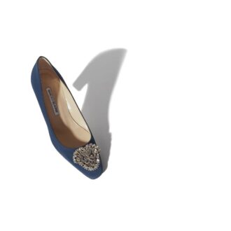 Okkato Décolleté blu navy in crêpe de chine con fibbia gioiello
