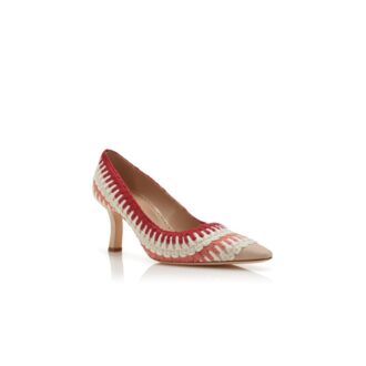 OMBOHI Décolleté in pelle scamosciata beige chiaro con dettagli in maglia