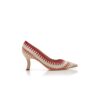 OMBOHI Décolleté in pelle scamosciata beige chiaro con dettagli in maglia