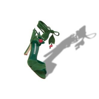 OSSIE 23 Sandali stringati in pelle scamosciata verde