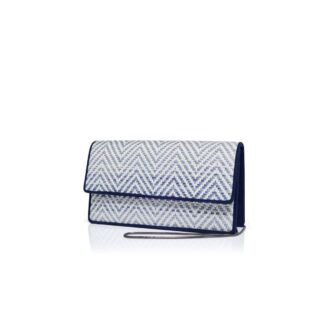 Pochette CAPRIPLA in rafia blu navy e bianca
