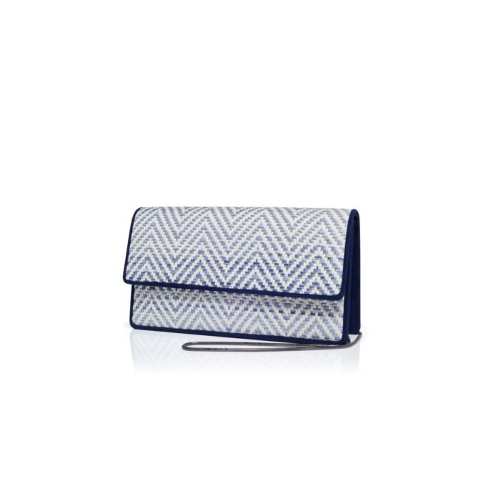 Pochette CAPRIPLA in rafia blu navy e bianca