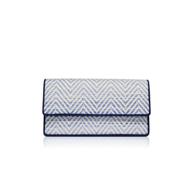 Pochette CAPRIPLA in rafia blu navy e bianca