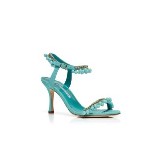 RAVELLANU Sandali in camoscio blu con decorazioni gioiello