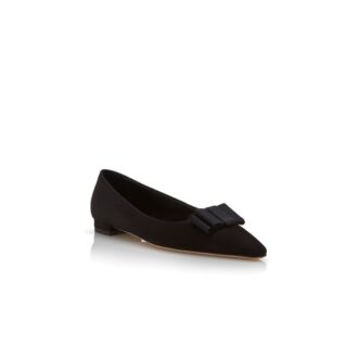 READORFLAT Ballerina in pelle scamosciata nera con fiocco