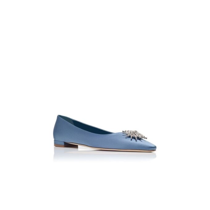 RONCONAFLAT Décolleté bassa in raso blu con decorazioni in cristallo RONCONAFLAT Décolleté bassa in raso blu con decorazioni in cristallo